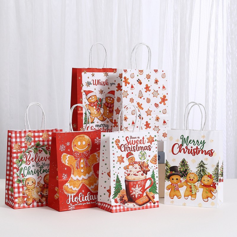 Sacola de papel kraft estampada de Natal