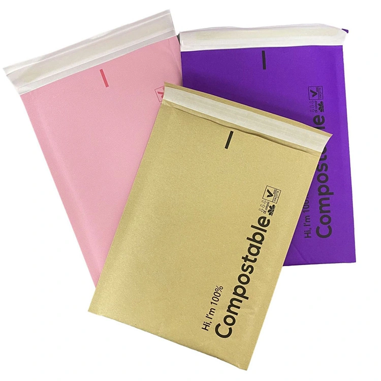 mala direta de papel kraft acolchoada com mala direta de bolha 100% compostável
